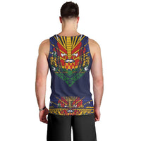 Haiti Flag Traditional Dashiki Men Tank Top Black Color