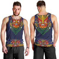 Haiti Flag Traditional Dashiki Men Tank Top Black Color
