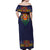 Haiti Flag Traditional Dashiki Off Shoulder Maxi Dress Black Color