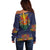 Haiti Flag Traditional Dashiki Off Shoulder Sweater Black Color