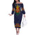 Haiti Flag Traditional Dashiki Off The Shoulder Long Sleeve Dress Black Color