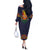 Haiti Flag Traditional Dashiki Off The Shoulder Long Sleeve Dress Black Color