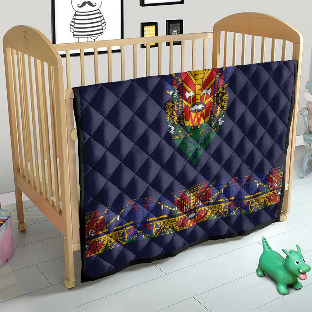 Haiti Flag Traditional Dashiki Quilt Black Color