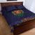 Haiti Flag Traditional Dashiki Quilt Bed Set Black Color