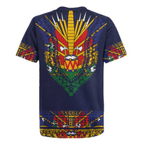 Haiti Flag Traditional Dashiki Rugby Jersey Black Color