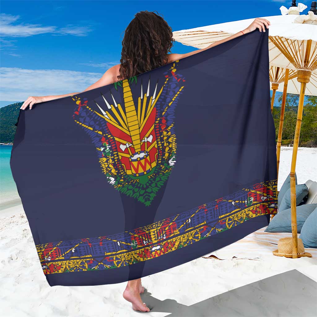 Haiti Flag Traditional Dashiki Sarong Black Color