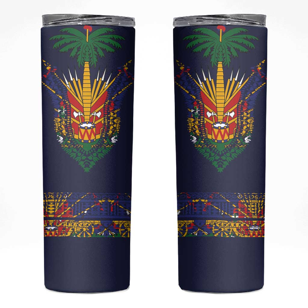 Haiti Flag Traditional Dashiki Skinny Tumbler Black Color