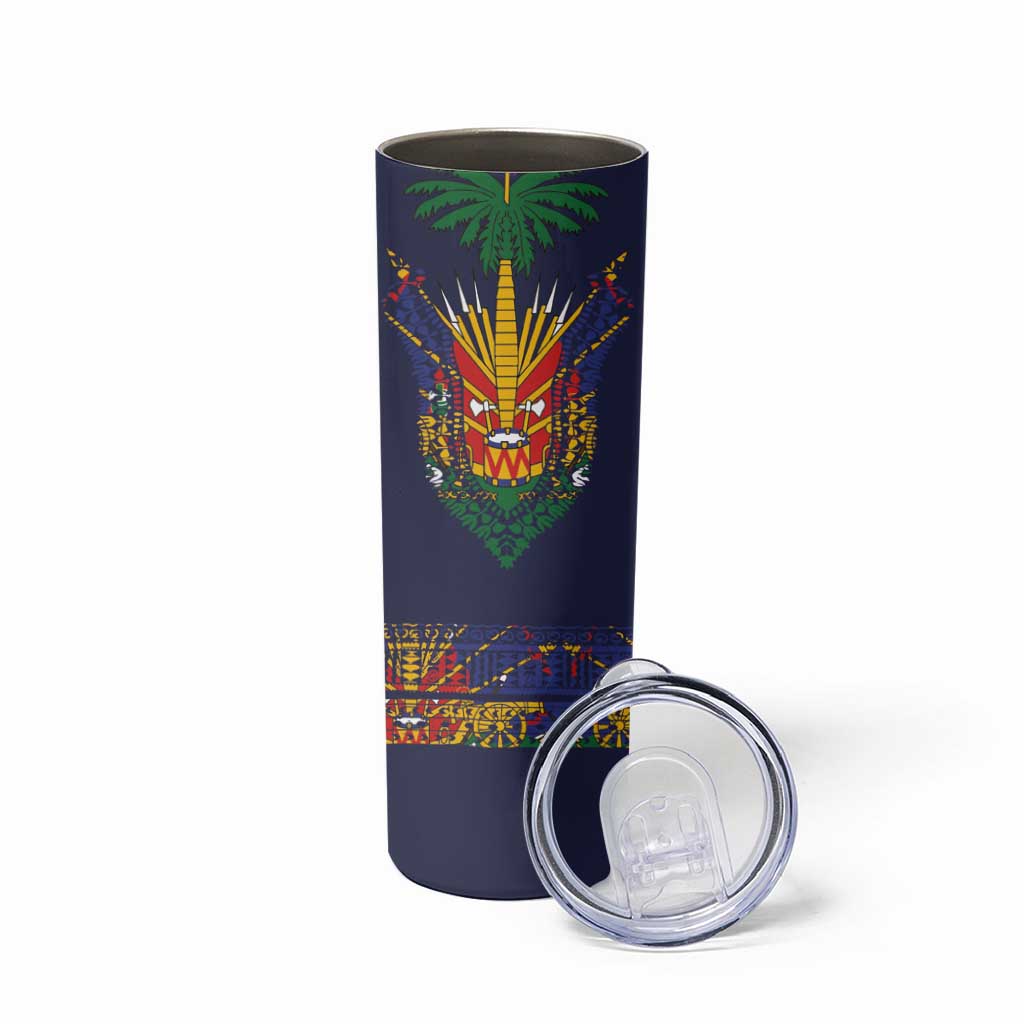 Haiti Flag Traditional Dashiki Skinny Tumbler Black Color