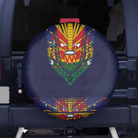 Haiti Flag Traditional Dashiki Spare Tire Cover Black Color