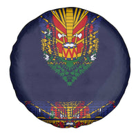 Haiti Flag Traditional Dashiki Spare Tire Cover Black Color