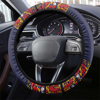 Haiti Flag Traditional Dashiki Steering Wheel Cover Black Color