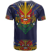 Haiti Flag Traditional Dashiki T Shirt Black Color