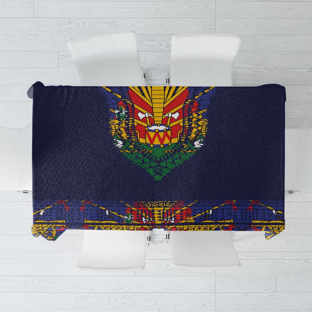 Haiti Flag Traditional Dashiki Tablecloth Black Color