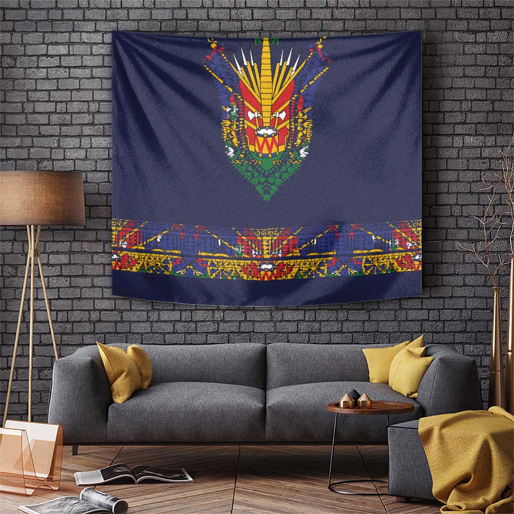 Haiti Flag Traditional Dashiki Tapestry Black Color