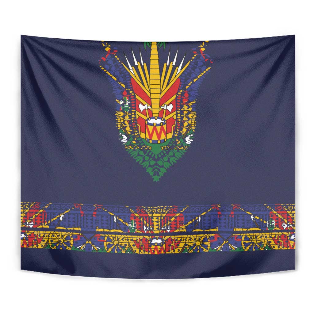 Haiti Flag Traditional Dashiki Tapestry Black Color
