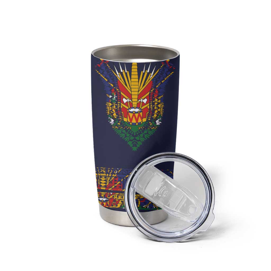 Haiti Flag Traditional Dashiki Tumbler Cup Black Color