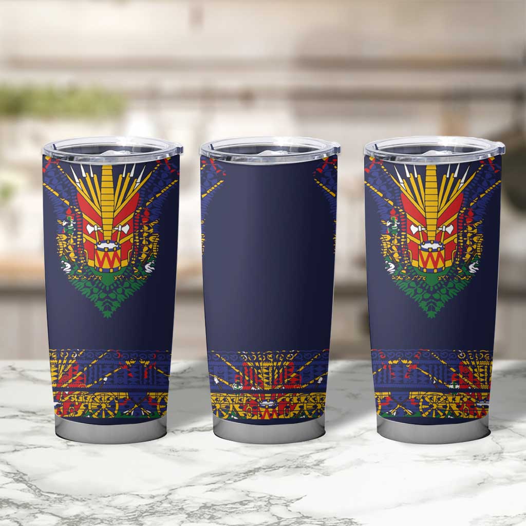 Haiti Flag Traditional Dashiki Tumbler Cup Black Color