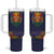 Haiti Flag Traditional Dashiki Tumbler With Handle Black Color