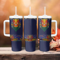 Haiti Flag Traditional Dashiki Tumbler With Handle Black Color