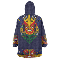 Haiti Flag Traditional Dashiki Wearable Blanket Hoodie Black Color