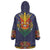 Haiti Flag Traditional Dashiki Wearable Blanket Hoodie Black Color