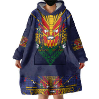 Haiti Flag Traditional Dashiki Wearable Blanket Hoodie Black Color