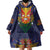 Haiti Flag Traditional Dashiki Wearable Blanket Hoodie Black Color