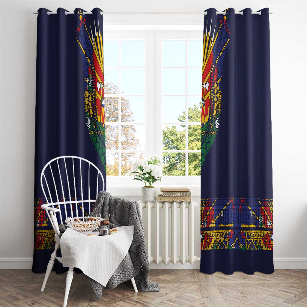 Haiti Flag Traditional Dashiki Window Curtain Black Color