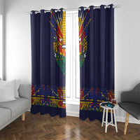 Haiti Flag Traditional Dashiki Window Curtain Black Color
