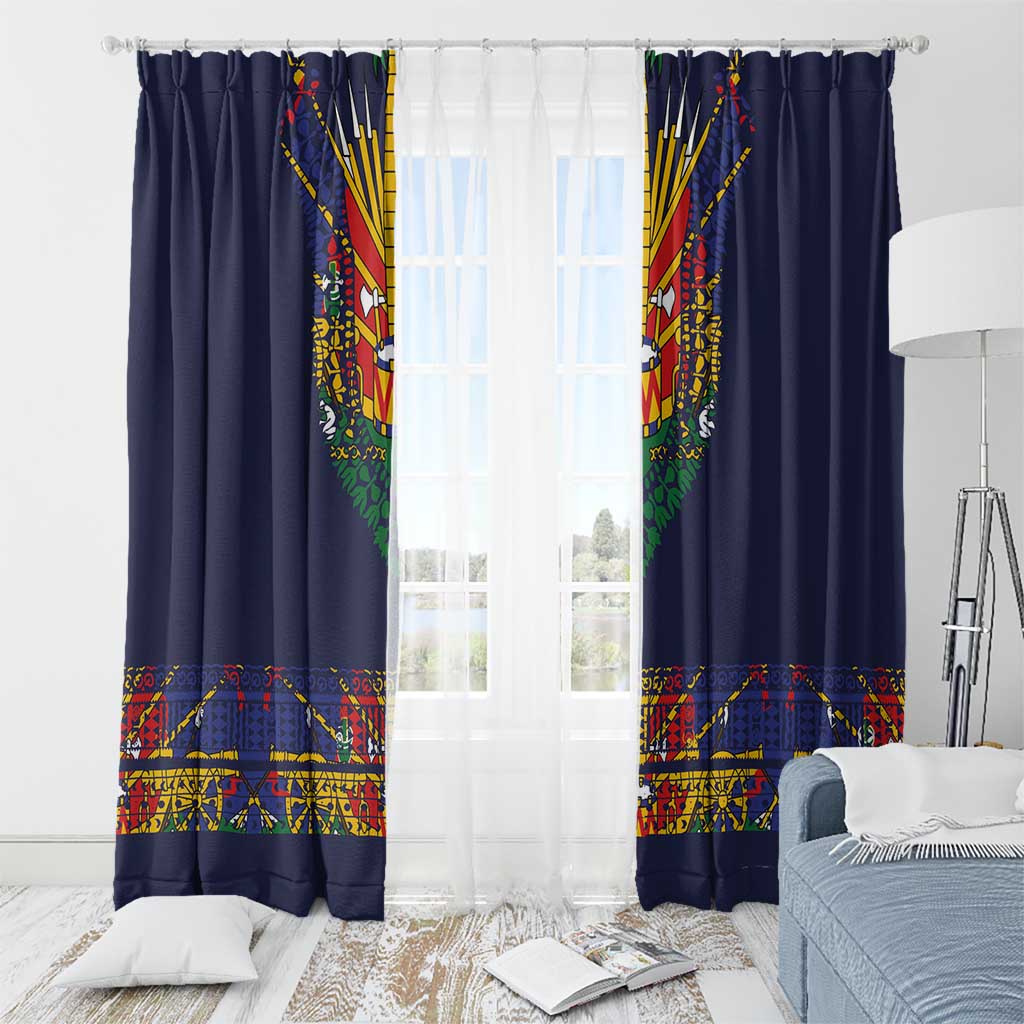 Haiti Flag Traditional Dashiki Window Curtain Black Color