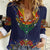 Haiti Flag Traditional Dashiki Women Casual Shirt Black Color