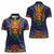 Haiti Flag Traditional Dashiki Women Polo Shirt Black Color