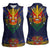 Haiti Flag Traditional Dashiki Women Sleeveless Polo Shirt Black Color