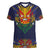 Haiti Flag Traditional Dashiki Women V-Neck T-Shirt Black Color