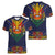 Haiti Flag Traditional Dashiki Women V-Neck T-Shirt Black Color