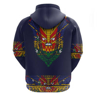 Haiti Flag Traditional Dashiki Zip Hoodie Black Color