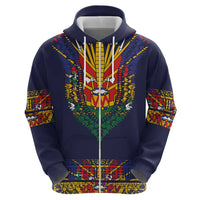 Haiti Flag Traditional Dashiki Zip Hoodie Black Color