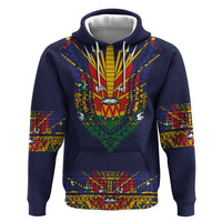 Haiti Flag Traditional Dashiki Zip Hoodie Black Color