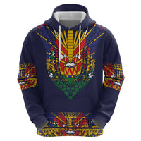Haiti Flag Traditional Dashiki Zip Hoodie Black Color