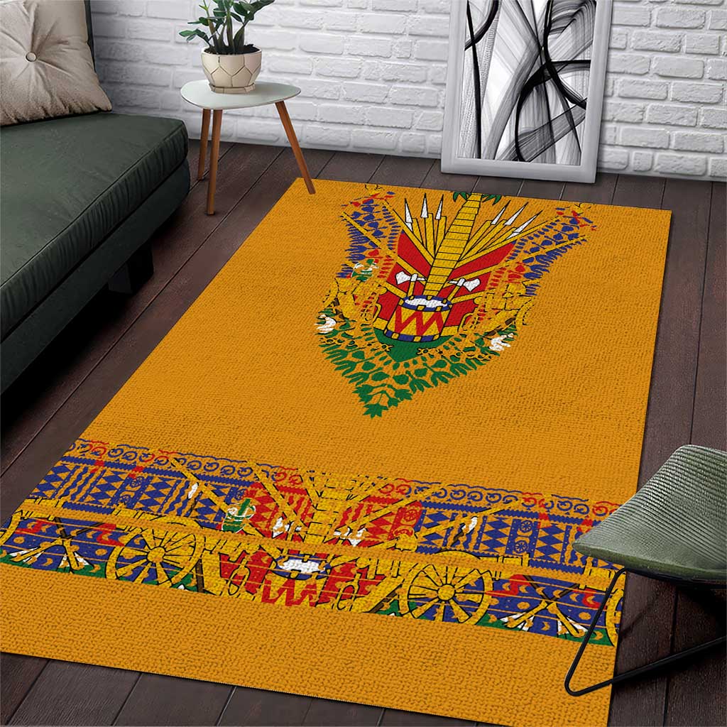 Haiti Flag Traditional Dashiki Area Rug Yellow Color