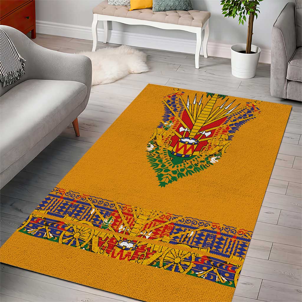 Haiti Flag Traditional Dashiki Area Rug Yellow Color