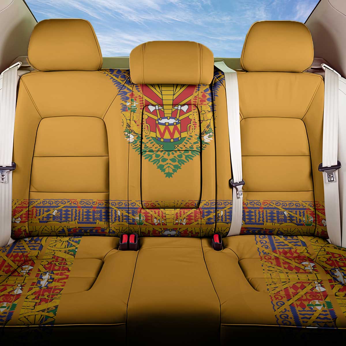 Haiti Flag Traditional Dashiki Back Car Seat Cover Yellow Color