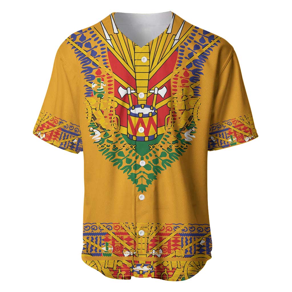 Haiti Flag Traditional Dashiki Baseball Jersey Yellow Color