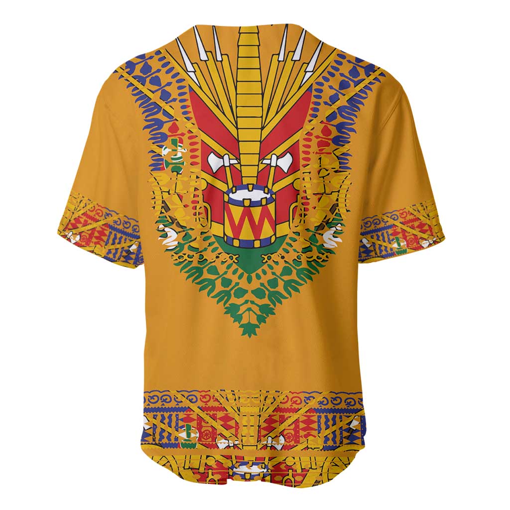Haiti Flag Traditional Dashiki Baseball Jersey Yellow Color