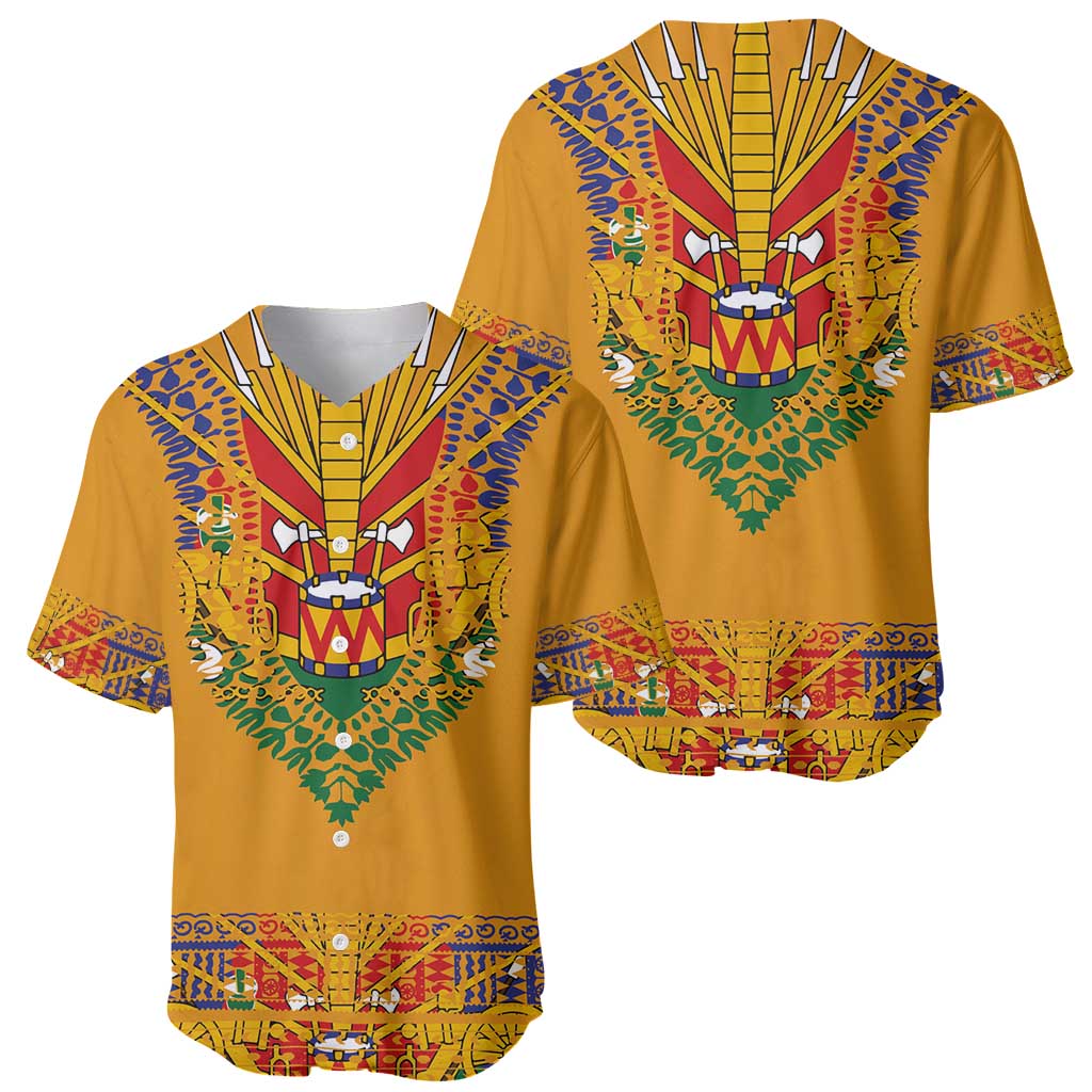Haiti Flag Traditional Dashiki Baseball Jersey Yellow Color