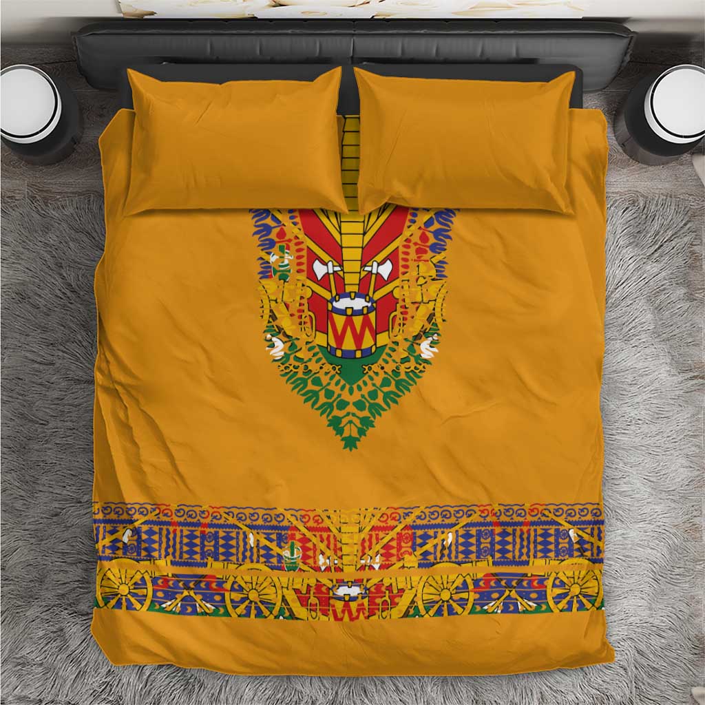 Haiti Flag Traditional Dashiki Bedding Set Yellow Color