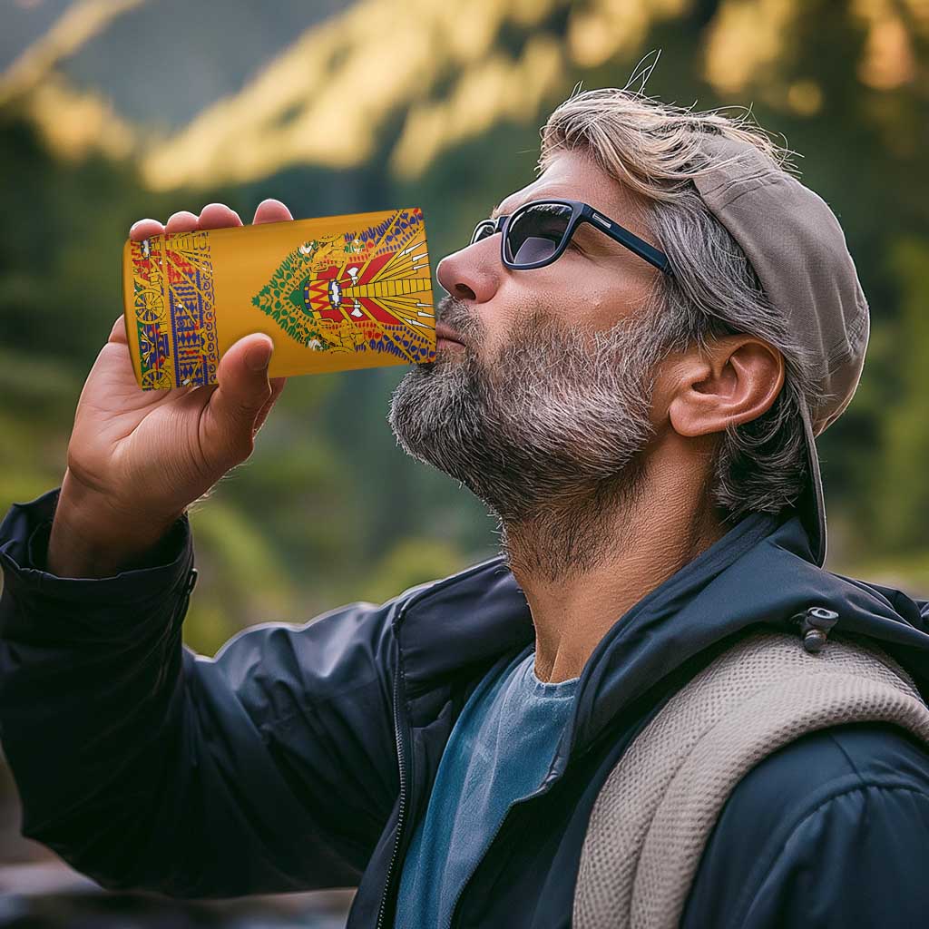 Haiti Flag Traditional Dashiki 4 in 1 Can Cooler Tumbler Yellow Color