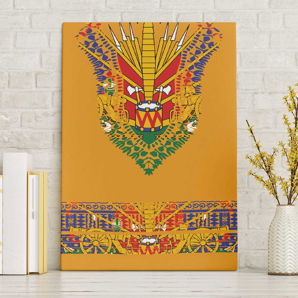 Haiti Flag Traditional Dashiki Canvas Wall Art Yellow Color