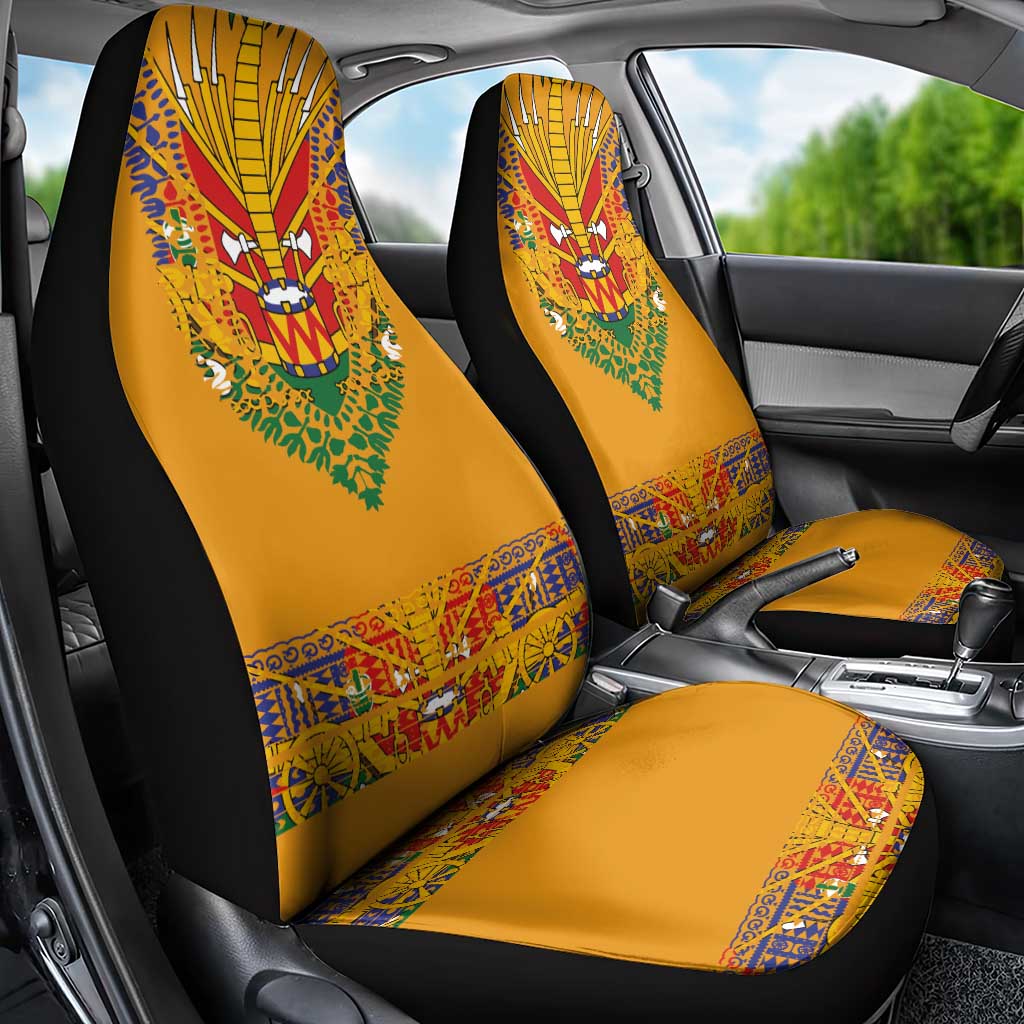 Haiti Flag Traditional Dashiki Car Seat Cover Yellow Color