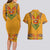 Haiti Flag Traditional Dashiki Couples Matching Long Sleeve Bodycon Dress and Hawaiian Shirt Yellow Color